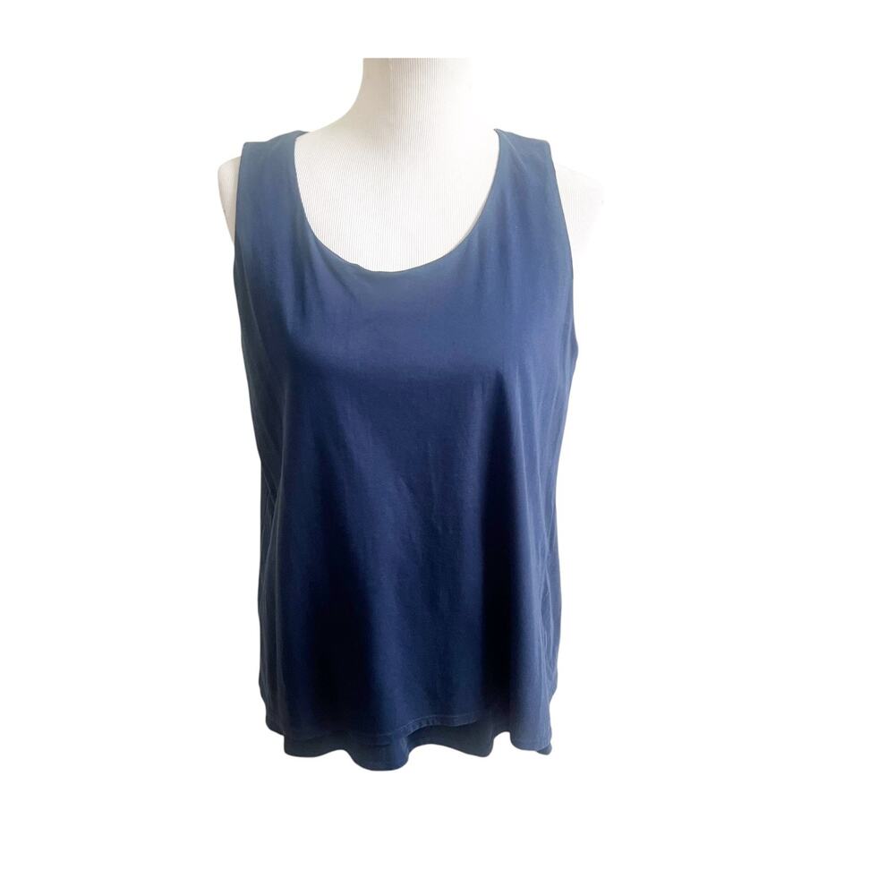 J.Jill Tank Top Women's Medium Navy Sleeveless Layered Scoop Neck Wardrobe